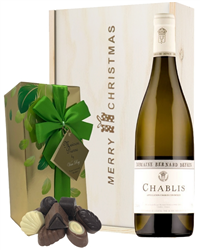 Chablis White Wine Christmas Wine and Chocolate Gift Box
