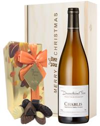 Chablis White Wine Christmas Wine and Chocolate Gift Box