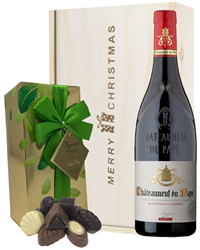 Chateauneuf Du Pape Christmas Wine and Chocolate Gift Box