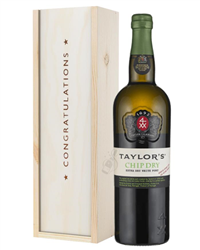 Taylors Chip Dry White Port Congratulations Gift In Wooden Box