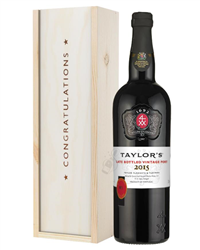 Taylors Late Bottled Vintage Port Congratulations Gift In Wooden Box